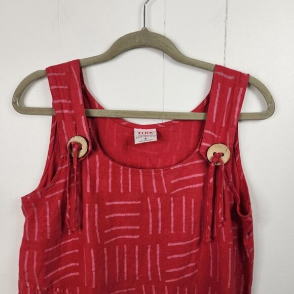 Vintage 90s Pink 100% Linen Shift Dress Sleeveless Pockets Lagenlook Summer Boho - Picture 5 of 15
